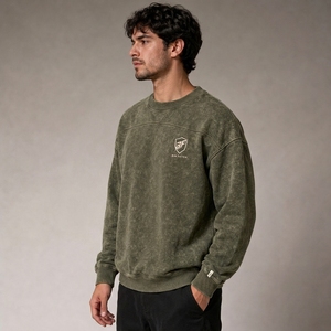 Oversized Solid Winter Acid Wash <b>Sweatshirt</b> for Men Professional Manufacture Cotton <b>Fleece</b> Eco-Friendly Breathable Streetwear - Product Image 4