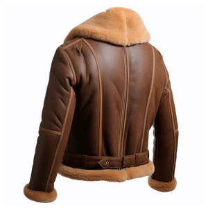 Nouvelle veste en cuir pour homme avec col en fourrure, tendance, personnalisable, respirante, grande taille, décontractée, à fermeture éclair, pour l'hiver - Product Image 5