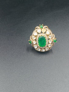 Amaira Jewels Star Shape Green Doublet Classic <b>Cocktail</b> <b>Ring</b> 18K <b>Gold</b> Plated 0.1m Women's Wedding Engagement Glam Pave Setting - Product Image 3