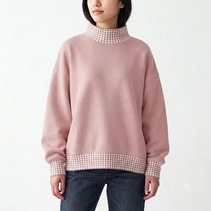 Sweat-shirt en molleton oversize raffiné à col montant pour femme, en mélange de coton brossé de qualité supérieure, vêtement de style décontracté, fabrication usine - Product Image 1