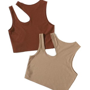 Women's Hip Hop Style 100% Cotton Knitted Solid Color Halter Neck Short Crop Tank <b>Top</b> with Lace Button Ribbons in Green - Product Image 4