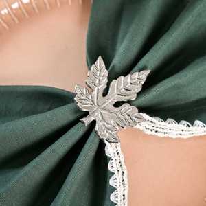 Juego de Anillos para Servilletas de Latón Puro de Estilo Clásico con Diseño de Hoja de Arce y Flor para Decoración de Mesa de Fiesta Navideña, Juego de 6 - Product Image 2