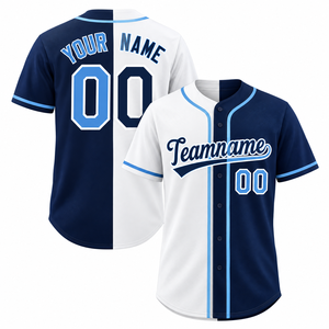 Maillot de baseball personnalisé bleu marine et blanc, imprimé par sublimation, nom de l'équipe 00, polyester respirant, unisexe adulte, manches courtes - Product Image 1