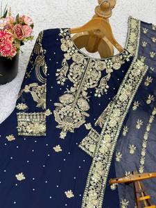 PinkCityBlocks Conjunto de Kurta/Kurti Tradicional Indio-Pakistaní para Mujer, Corte Ajustado, Georgette Sintética de Alta Calidad, Diseño Pintado a Mano, para Bodas - Product Image 4