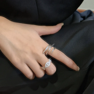 Anillo Abierto de Plata de Ley S925 con Diseño de Nariz de Cerdo Estilo Japonés Coreano, Textura Sencilla, Joyería de Mano Estilo Ins - Product Image 5