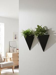 Macetero blanco geométrico de pared, perfecto para habitaciones, cocina, sala de estar, terraza y decoración de vestíbulo de oficina, procedente de la India. - Product Image 5