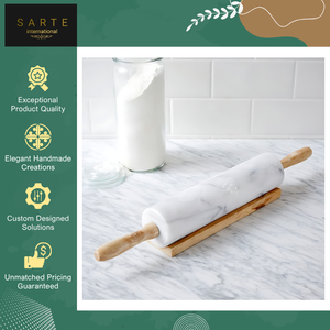 Indian Supplier Selling Kitchen Decor Marble & Wood Non-Stick Eco-Friendly Adjustable <b>Rolling</b> <b>Pin</b> for Baking Fondant & Dough - Product Image 2