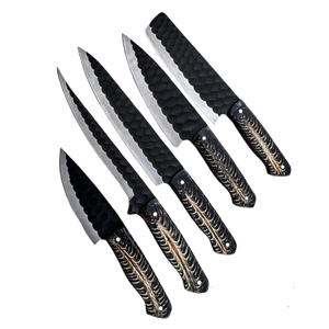 Handmade Stainless Steel <b>Knife</b> <b>Set</b> -5 Pcs Kitchen <b>Knife</b> <b>Set</b> With Leather Roll Bag With Resin Handle 100% High Quality - Product Image 3