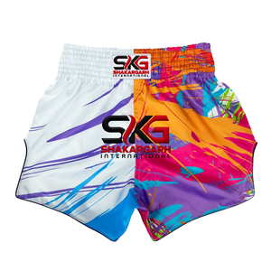 Polyester/Satin Muay Thai Boxing <b>Shorts</b> Black Breathable Lightweight Elastic Waist Thai Kickboxing Training <b>Shorts</b> - Product Image 3
