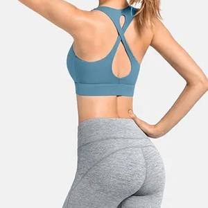 Sujetador deportivo cómodo al por mayor para mujer, sujetador deportivo de alto soporte, sujetador deportivo cómodo color nude para yoga con tirantes dobles - Product Image 6