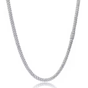 Collar de eslabones cubanos de moissanita, cadena de eslabones tipo curb con incrustaciones, joyería de lujo brillante estilo hip hop para mujer y hombre, regalo - Product Image 1