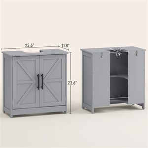 Mobile Bagno Grigio Scuro con Lavabo e Armadietto Contenitore - Product Image 6
