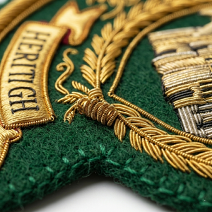 Écusson brodé main sur mesure en fil doré pour blazer, style blason de club historique, pour marque privée, en gros - Product Image 3