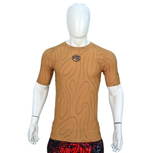 เสื้อรัดรูปแขนสั้นสำหรับผู้ชายเสื้อกีฬาแขนสั้นผ้าสแปนเด็กซ์ซับลิเมตสแปนเด็กซ์ศิลปะการต่อสู้