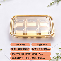 Boîte d'emballage jetable transparente en PET pour gâteaux de riz, contenants à compartiments pour plats à emporter, six, huit ou neuf compartiments disponibles