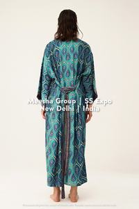 Robe kimono longue en soie à imprimé cachemire pour femme avec ceinture à nouer – Robe de plage et de piscine – Assortiment - Product Image 2