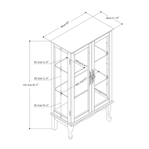 Vetrina Illuminata con Ripiani Regolabili e Pannello Posteriore a Specchio, Porte in Vetro Temperato, Credenza Illuminata per Porcellane - Product Image 2