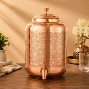 Dispensador de Agua Oriental de Cobre con Grifo y Tapa, Juego de Recipientes de Gran Capacidad para Uso Doméstico - Product Image 2