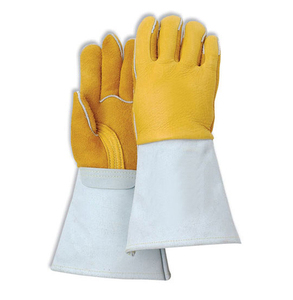 Gants de travail en cuir de chèvre blanc de haute qualité, chauds pour l'hiver, ouverture latérale, logo personnalisé, bande élastique - Product Image 3