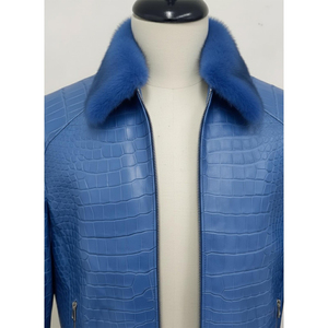 Dernière conception de veste en cuir de crocodile gaufré pour hommes, logo personnalisé, style motard en peau de serpent, veste coupe-vent d'hiver, fabricant - Product Image 4