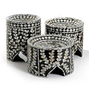 ที่วางขนมสไตล์วินเทจแบบฝังติดกระดูกทำจากไข่มุกแม่ของสไตล์ใหม่จานเค้กช็อคโกแลตพร้อมขาตั้งไม้ม็อบช็อคโกแลต - Product Image 4