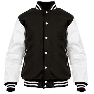Men's cUSTOM Varsity <b>Jacket</b> With <b>White</b> Sleeves Regular Fit Solid Color Button Closure Preppy Style Autumn Wear - Product Image 2
