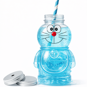Bouteille en PET de 400 ml en forme de dessin animé, en matière vierge, sérigraphiée, avec bouchon à vis et couvercle en aluminium, pour emballage de boissons froides, exportation - Product Image 4