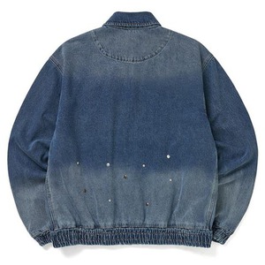 Chaqueta Vaquera para Hombre con Decoración de Remaches, Cierre de Cremallera, Cuello Camisero, Estilo Casual Otoñal, Algodón Lavado, Corte Holgado - Product Image 2