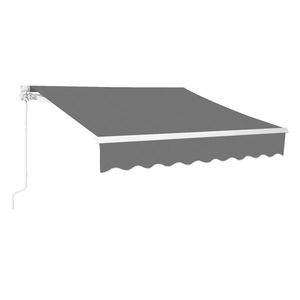 Tenda da Sole Retrattile Grigia 249,9 cm L x 297,1 cm P x 149,9 cm A con Telaio in Acciaio e Telo in Poliestere Rivestito in PVC, Azionamento Manuale per Patio - Product Image 1