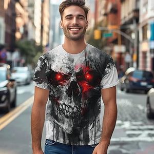 Men's <b>Gothic</b> Skull Pattern Short Sleeve O-Neck T-<b>Shirt</b> Oversized Fit Breathable 100% Cotton Woven Printed Design Eco-Friendly - Product Image 2