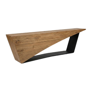 Moderno Mueble para TV de Madera Maciza Asimétrico con Patas de Metal Negro - Product Image 1