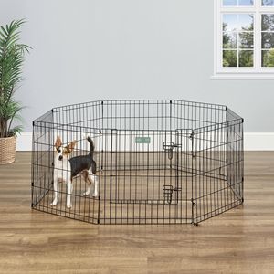 Enclos d'exercice pour animaux de compagnie de 24 pouces pour usage intérieur et extérieur, espace de jeu de 16 pieds carrés, enclos pliable pour chien à porte simple avec grande ouverture - Product Image 1