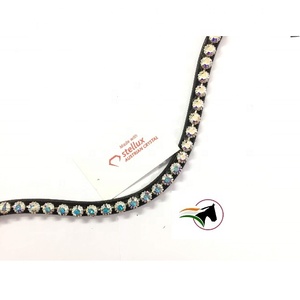 Sangle de front en cuir AB Crystal pour cheval, système auto-agrippant facilement interchangeable, à changement rapide - Product Image 1
