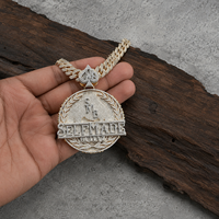 Pendentif médaillon Hip Hop personnalisé fait main, ensemble chaîne cubaine Miami, micro-pavé Moissanite, plaqué or, argent 925, bijoux de luxe