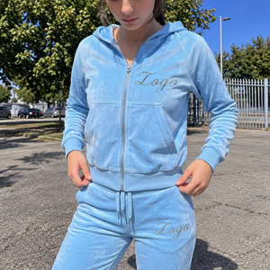 Custom 300 GSM Womens <b>Velour</b> <b>Hoodie</b> <b>Velour</b> Finish UK Fashion Brands Private Label Streetwear Collection - Product Image 1