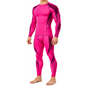 Ensemble de survêtement de compression pour homme, hautement extensible, à séchage rapide, avec t-shirt à manches longues et collants, idéal pour l'entraînement sportif, la remise en forme et la course à pied - Product Image 4