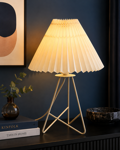 Scandinavian Style Table <b>Lamp</b> Paper Shade Aluminum Base E27 LED 3500K Warm White Cone Shape Wire High CRI 95 Bedroom - Product Image 2