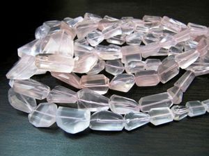 Cuentas de cuarzo rosa natural, cuentas pulidas cortadas con láser, tamaño de 8x10 mm a 16x22 mm, hilo graduado de 8 pulgadas de largo. - Product Image 6