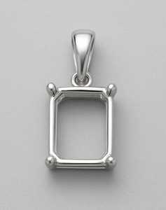 Support de pendentif octogonal en argent sterling 925, 8x10mm, semi-monture pour pierre précieuse solitaire, bijoux fins - Product Image 1