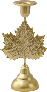 Premium Gold Maple Leaf <b>Candlestick</b> • Luxury Autumn Harvest Taper Holder - Product Image 5
