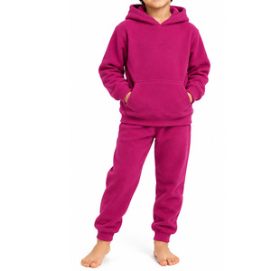 Ensemble sweat à capuche et jogging rose fuchsia pour enfants avec poche kangourou - Product Image 2