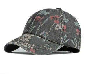 Casquette de baseball en jean à imprimé floral personnalisable, mélange de coton, visière incurvée, style vintage décontracté, 6 panneaux, sangle réglable, streetwear - Product Image 4