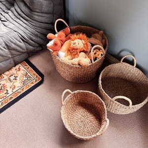 Ensemble de 3 paniers ronds en jonc de mer, faits à la main, paniers de rangement, vente en gros, écologiques, fabriqués au Vietnam - Product Image 2