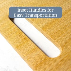 Ensemble de 3 planches à découper en bambou naturel avec poignée, planches à découper en bois pour la préparation et le service des aliments en cuisine - Product Image 3