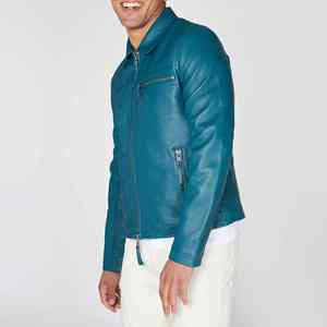 Vestes en cuir véritable pour hommes de bonne qualité à prix abordable, col fin enduit, couleur personnalisée, vestes écologiques - Product Image 4