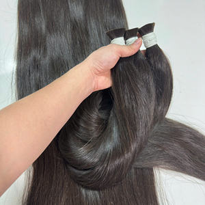 Venta al por mayor negro natural 100% virgen vietnamita pelucas de cabello humano a granel recto Super doble dibujado extensiones sin pegamento - Product Image 1