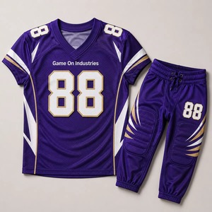 Uniformes de Fútbol Americano Personalizados con Nombre y Número, Color Morado, Ropa Deportiva Personalizada para Entrenamiento y Juego - Product Image 1