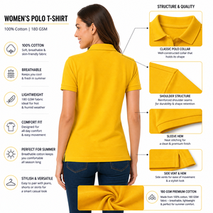 <b>Womens</b> Slim Fit for T-<b>Shirt</b> 100% Cotton 180 GSM Yellow Color Short <b>Sleeve</b> Breathable Soft Fabric Premium Quality Casual Wear - Product Image 5