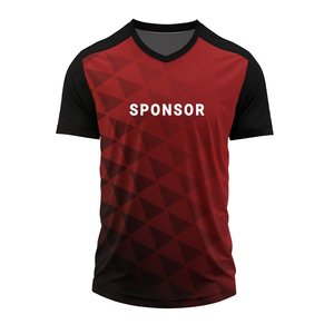 Red Black Triangle Patterned Volleyball Jersey 100% Polyester Fabric <b>V</b>-<b>neck</b> Short Sleeve Training Football <b>T</b>-<b>shirt</b> Sports Wear - Product Image 1