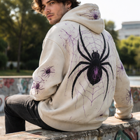 Sweat à capuche personnalisé en coton 100% respirant et à séchage rapide avec motif araignée, écologique, pour hommes et femmes - Fournisseur OEM, faible MOQ
